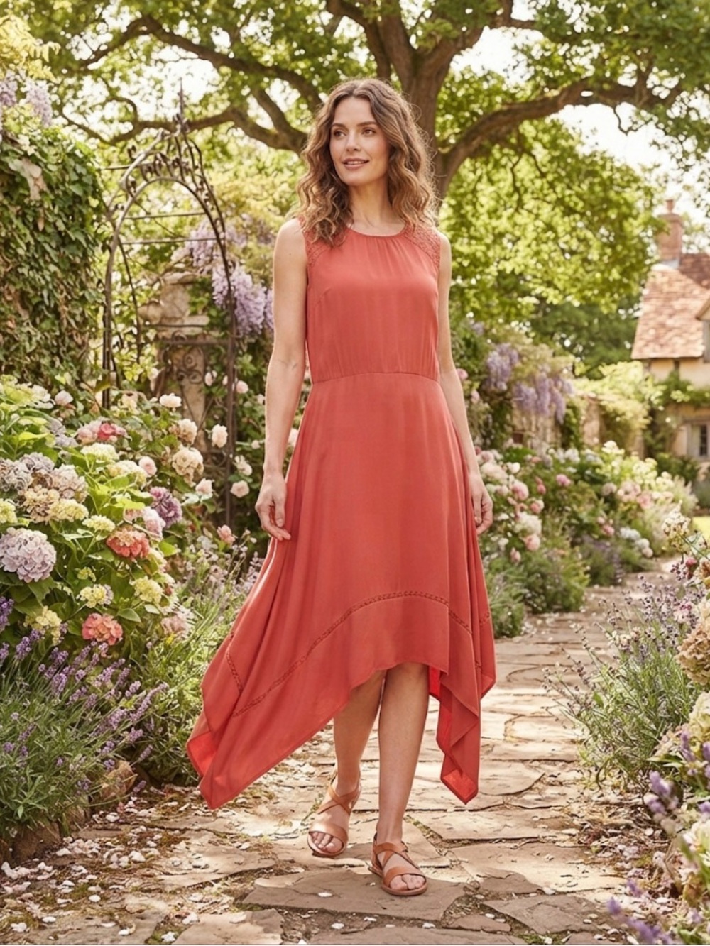 BCBG Tangerine Office Day to Night Lined Summer Dress